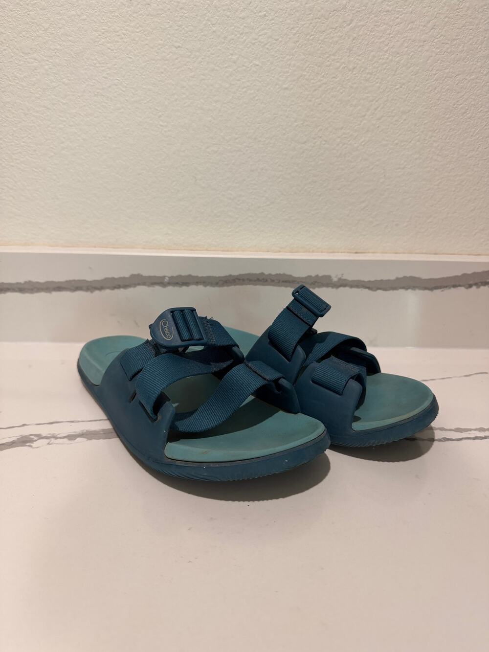 Chaco Chillos Slide Sandals Womens Size 8 Ocean Blue Lightweight Sport Strap